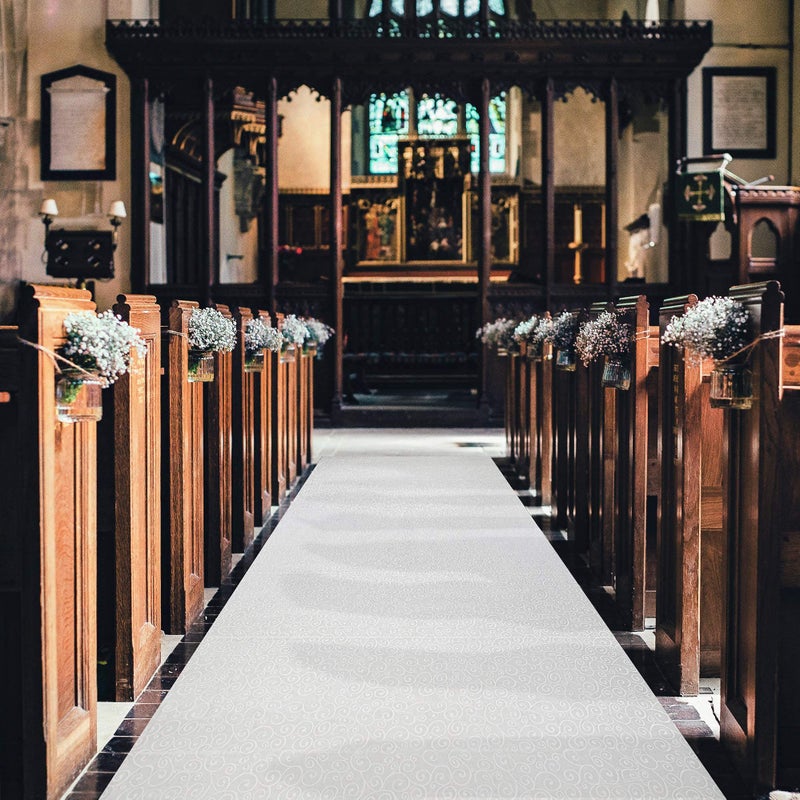 J&A Homes White Wedding Aisle Runner - Professional-Grade Nylon, Includes Tape Double-Sided Adhesive - Disposable Scroll Pattern Runner Great for Indoor or Outdoor Weddings, Prom, Parties - Image 4